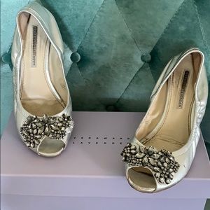 Vera Wang silver rhinestone flats